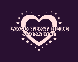 Valentine - Retro Heart Love logo design