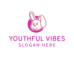 Neon - Glitch Bunny Rabbit logo design