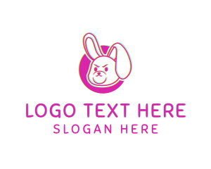 Colorful - Glitch Bunny Rabbit logo design