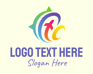 Plane - Colorful Global Travel logo design