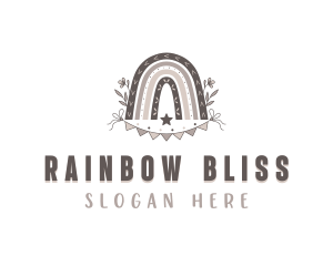 Party Flags Boho Rainbow logo design