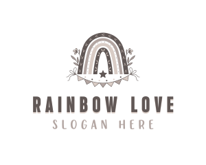 Party Flags Boho Rainbow logo design