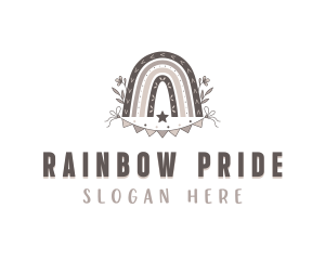 Party Flags Boho Rainbow logo design