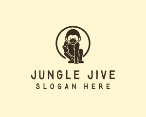 Brown Monkey Animal  logo design