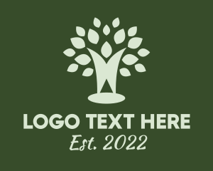 Evergreen - Tree Meditation Human logo design