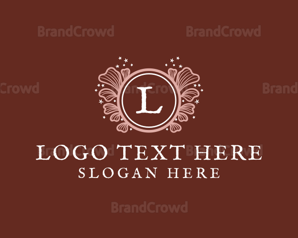 Feminine Floral Cosmetics Wreath Logo