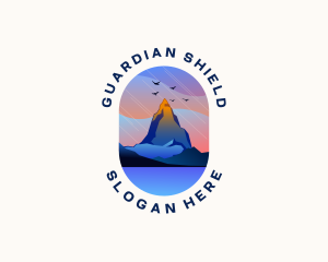 Resort - Mountain Summit Landscape logo design