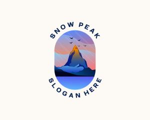 Skiing - Mountain Summit Landscape logo design