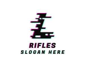 Pixel Glitch Letter L Logo