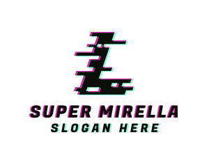 Pixel Glitch Letter L Logo
