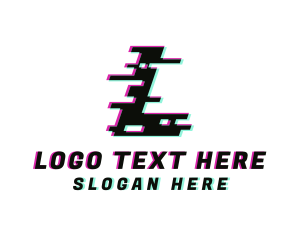 Anaglyph - Pixel Glitch Letter L logo design
