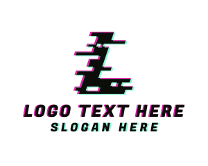 Pixel Glitch Letter L Logo