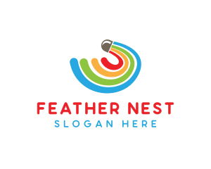 Rainbow Feathers Shuttlecock  logo design