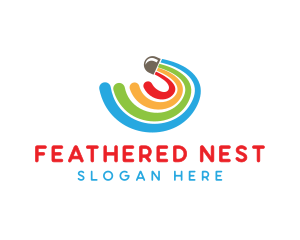 Rainbow Feathers Shuttlecock  logo design