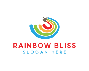 Rainbow Feathers Shuttlecock  logo design