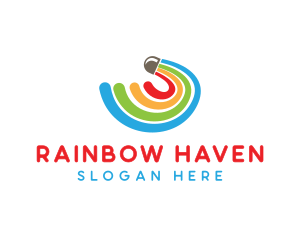 Rainbow Feathers Shuttlecock  logo design