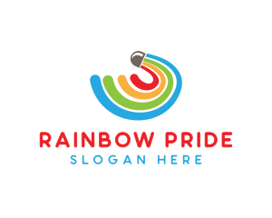 Rainbow Feathers Shuttlecock  logo design