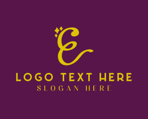 Beauty Products - Gold Sparkle Letter E logo design