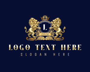 Luxury - Royal Lion Shield Crown logo design