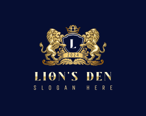 Royal Lion Shield Crown logo design