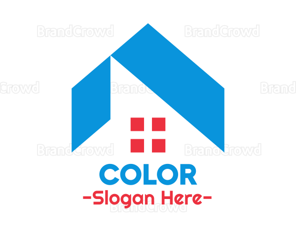 Blue Roof & Red Window Logo