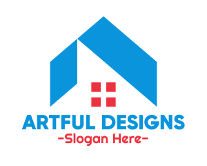 Blue Roof & Red Window logo design