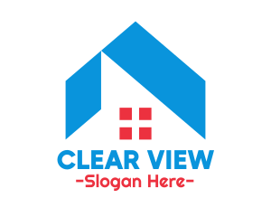 Blue Roof & Red Window logo design