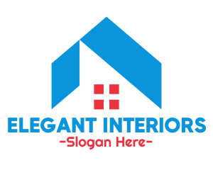 Blue Roof & Red Window logo design