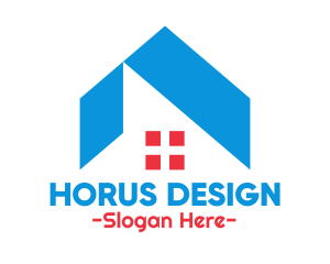 Blue Roof & Red Window logo design