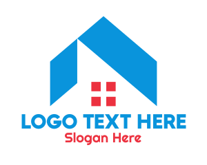 Blue Roof & Red Window Logo