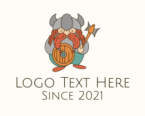 Crazy - Medieval Viking Character logo design