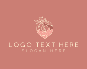 Location - Palm Tree Beach Destination logo design