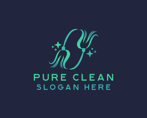 Cleaning Broom Mop logo design