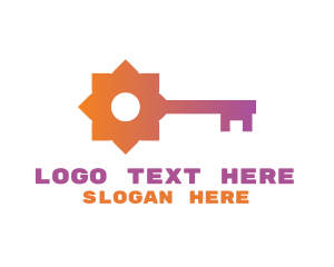 Locksmith - Gradient Flower Key logo design