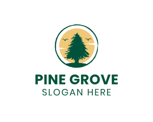 Pine - Sun Pine Tree logo design