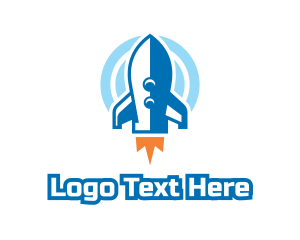 Purple Star - Blue Cartoon Rocket logo design