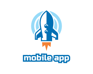 Blue Cartoon Rocket Logo