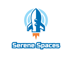 Blue Cartoon Rocket logo design