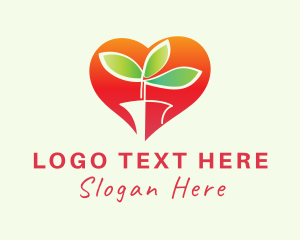 Leaf - Heart Plant Gardening logo design