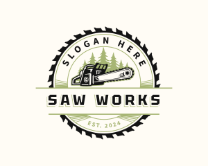 Industrial Chainsaw  Woodwork logo design