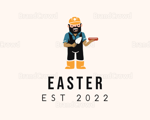 Brick Laying Construction Man Logo