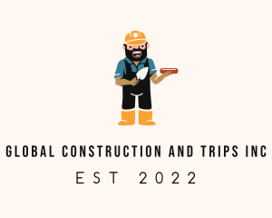 Brick Laying Construction Man logo design