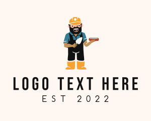 Hardware Retail - Brick Laying Construction Man logo design