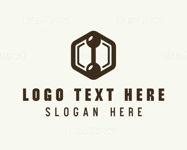 Hexagon Dumbbell Gym Fitness Logo
