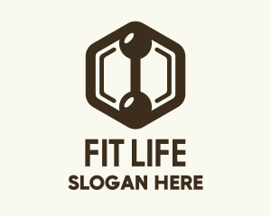 Hexagon Dumbbell Gym Fitness logo design