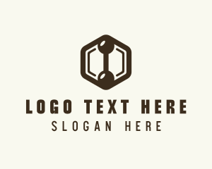 Hexagon Dumbbell Gym Fitness logo design