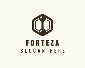 Hexagon Dumbbell Gym Fitness logo design