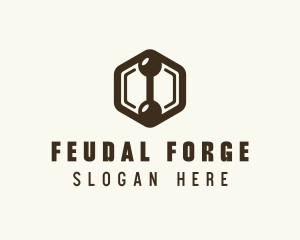 Hexagon Dumbbell Gym Fitness logo design