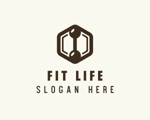 Hexagon Dumbbell Gym Fitness logo design