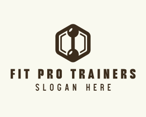 Hexagon Dumbbell Gym Fitness logo design